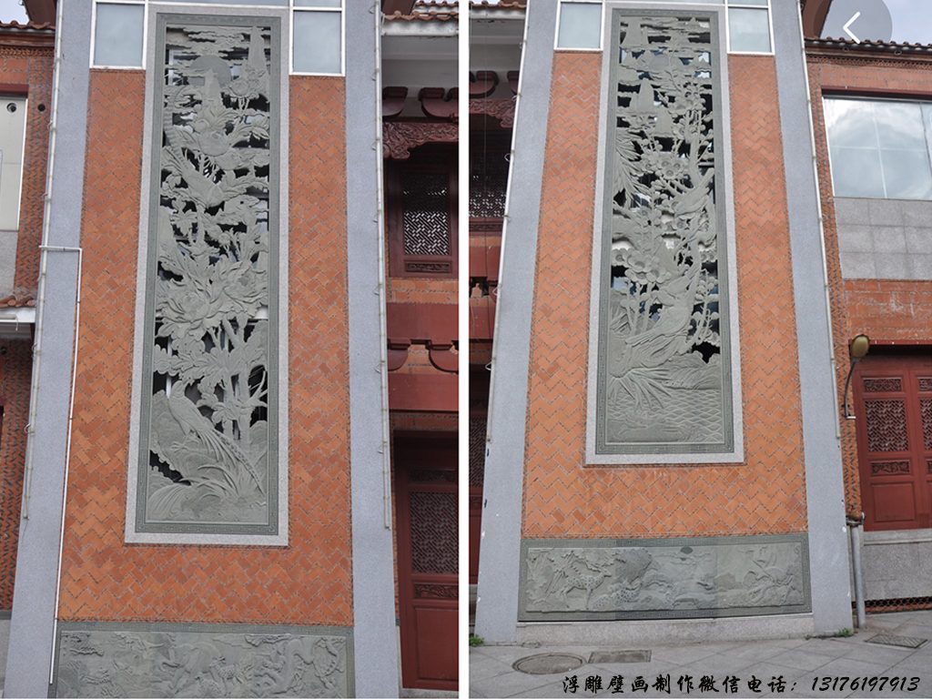 大廳大型山水墻壁花鳥浮雕壁畫大全