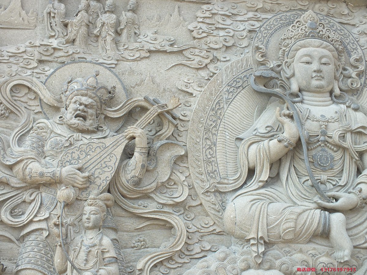 佛教極樂世界石材浮雕石雕壁畫景墻設(shè)計(jì)