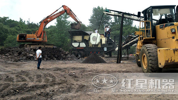 移動打石機應用現(xiàn)場