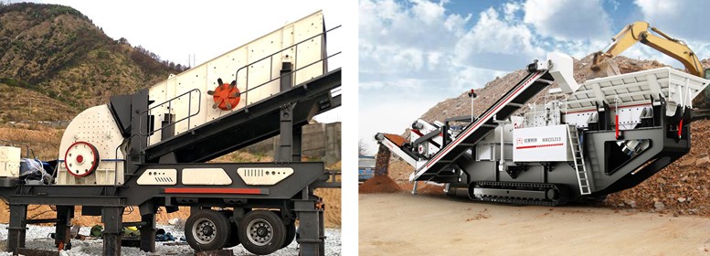 按驅(qū)動方式車載型破石設備分為輪胎式與履帶式兩種 按驅(qū)動方式車載型破石設備分為輪胎式與履帶式兩種