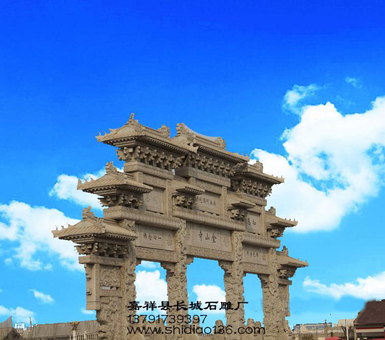 石牌樓-金山寺牌樓浮雕圖案的吉祥寓意。