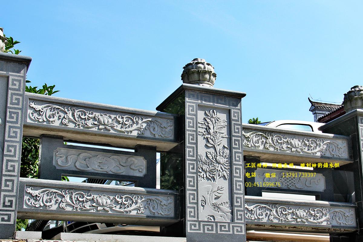 河邊石欄桿，古建筑石雕欄桿
